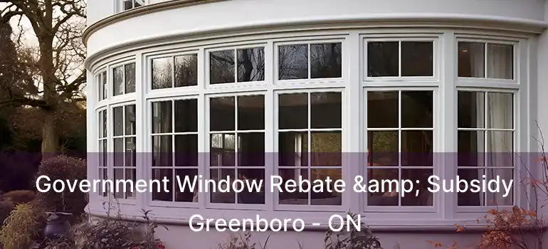  Government Window Rebate & Subsidy Greenboro - ON